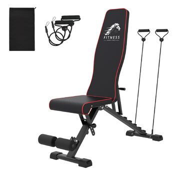 Регульована силова лава Dskeuzeew, багатофункціональна тренувальна лава, складна похила лава з 7-позиційним регулюванням спинки та стрічкою опору/4-позиційним регулюванням навантаження, 400 кг, оновлення лави