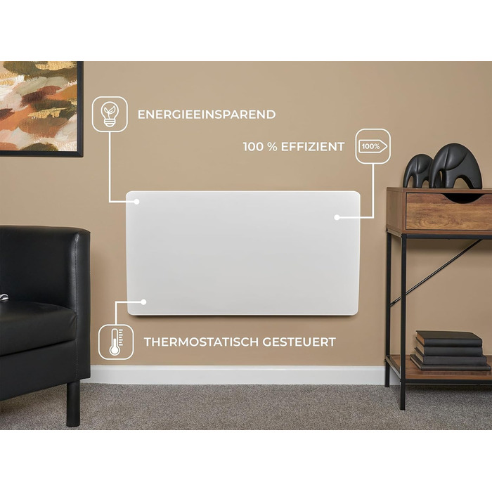 Електричний радіатор Adam Solis з керамічним сердечником потужністю 2000 Вт білого кольору