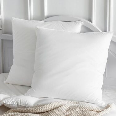 Пухова подушка Homyrium 80 x 80 см, пухова подушка для голови 80x80, пухова 3-камерна подушка зі 100 пуху та пера, подушка для сну готельної якості, чохол зі 100 бавовни, сертифікована Oeko-Tex (1600 г, 1 упаковка), 80 x 80 см