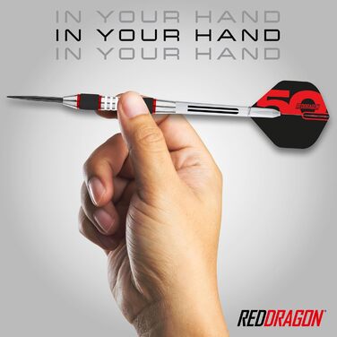 Дартс RED DRAGON серія Axis 85 вольфрам професійний набір дротиків з металевим наконечником, льотками та древками доступні в червоному, зеленому та синьому кольорах сталеві дротики 24 г, 26 г та 28 г (24 г червоні)