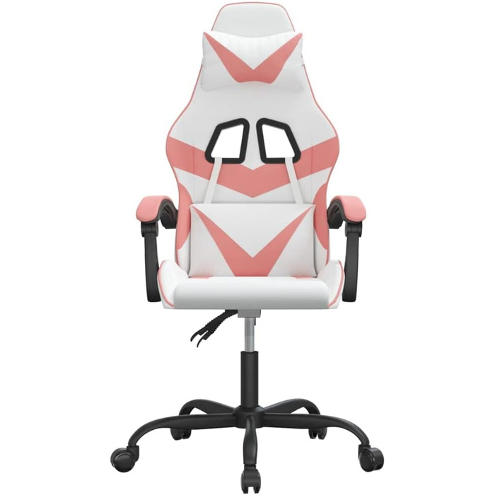 Ігрове крісло Gecheer Офісне крісло Ігрове крісло Ергономічне ігрове крісло Поворотне ігрове крісло Біле та рожеве зі штучної шкіри