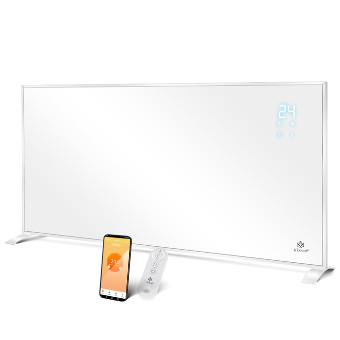 Інфрачервоний обігрівач KESSER, енергозберігаючий інфрачервоний окремостоячий та настінний електричний обігрівач, 700 Вт з пультом дистанційного керування, термостатом та керуванням за допомогою застосунку, електрична нагрівальна панель, конвекторний обіг