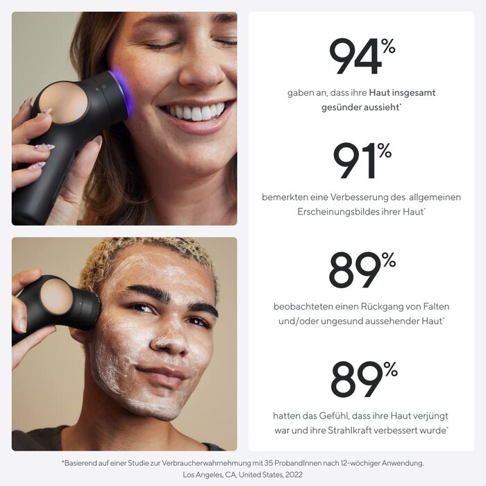 Ручний масажер для обличчя - Компактний електричний прилад для догляду за обличчям та шкірою - Лікування 8 в 1 за допомогою мікроструму та світлодіодних кілець - 4-е покоління - Чорний