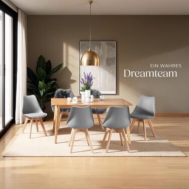 Обідні стільці tectake, комплект з 4 шт. , стільці з черепашковими сидінням, сучасні кухонні стільці, меблі в скандинавському стилі для вітальні, їдальні, кухні та офісу - сірі, комплект з 4 шт. Frederikke II - сірий