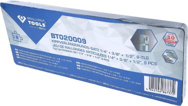 Набір подовжувачів для тріскачок BRILLIANT TOOLS BT020009, 1/4, 3/8, 1/2, 9 предметів Розроблено KS TOOLS