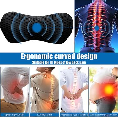 Поперекова опорна подушка, поперекова опорна подушка з піни з ефектом пам&39яті для сну, 46x23x11 см, подушка для болю в спині для ліжка/крісла/автокрісла/офісного крісла, для полегшення болю в попереку, темно-сіра