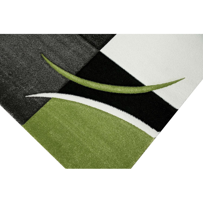 Дизайнерський килим для вітальні килим в клітинку зелений сірий кремовий чорний розмір 60x110 см