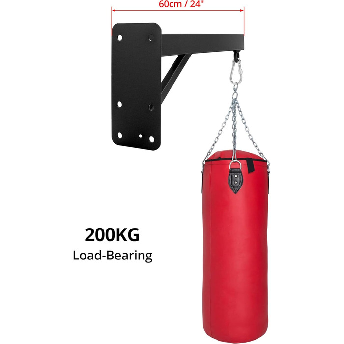 Настінний кронштейн для боксерської груші в комплекті з кріпильними гвинтами - міцна сталь - 60 см - вантажопідйомність 150 кг
