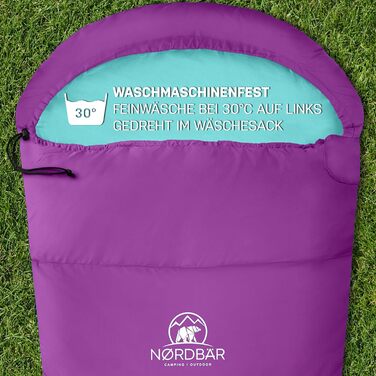 Дитячий спальний мішок для хлопчиків та дівчаток зростом до 145 см Підкладка 100 бавовна Легкий та теплий спальний мішок для мам Дитячий спальний мішок для активного відпочинку 1200 г Дитячі спальні мішки для кемпінгу, фіолетовий/бірюзовий