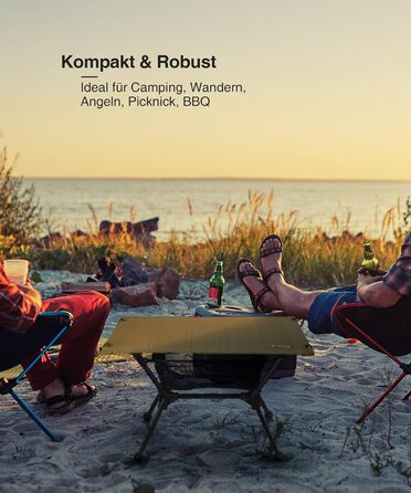 Складаний кемпінговий стіл OneTigris Dipper, складаний кемпінговий стіл з сумкою для перенесення та сітчастою кишенею, маленький надлегкий вуличний стіл для риболовлі та походів, 60 x 40 x 37 см, колір койот коричневий