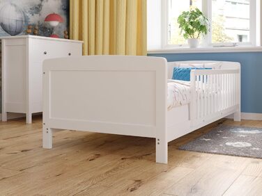 Дитяче ліжечко/спальне місце Love For Sleep 160x80 см з захисним бар&39єром, що трансформується, біле, Zane, дитяче ліжко, дерев&39яне - Дитяче ліжко, Ліжечко-трансформер