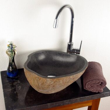 Ручний умивальник з натурального вулканічного каменю Андезит — 30 × (7–8) × 30 см, 9,5 кг