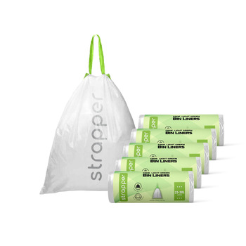 Сміттєві пакети Strapper 125 світло-зелені Підходять для сміттєвих баків Brabantia з кодом G та сміттєвих баків Simplehuman з кодом D 23-30 літрів світло-зелені - 23-30 л 125 шт. (1 упаковка)