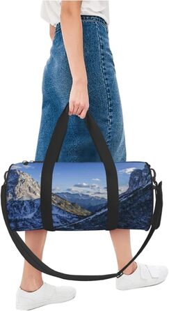 Спортивна сумка-мішок для подорожей, зимовий пейзаж з горами, сумка на ніч, чорна, універсальний розмір, дорожня сумка