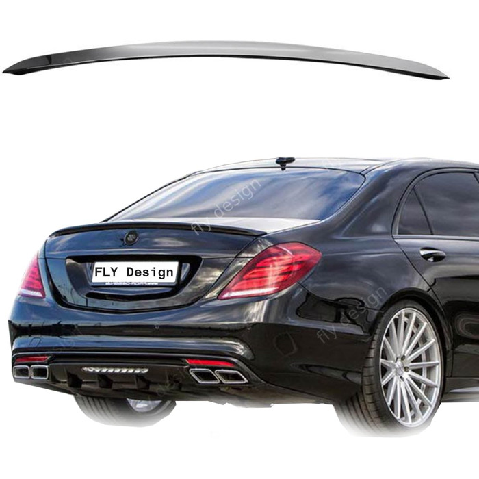 Задній спойлер підходить для Mercedes S-Class Limo W222, заднє крило, кромка спойлера для тюнінгу автомобіля, пофарбована в колір A-Still, ABS пластик, Obsidian Black 197, 70194