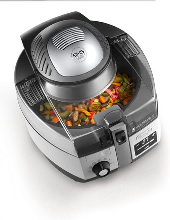 Аерофритюрниця De'Longhi MultiFry Extra Chef Plus FH1396, мультиварка місткістю 1,7 кг, 8 програм приготування, система конвекції з 2 нагрівальними елементами, функція гриля, додаток Recipe, 2300 Вт, білий 8 програм