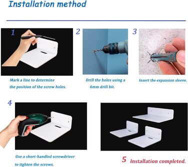 Набір невеликих акрилових полиць, 3 шт., білі плаваючі полиці, міні-настінні полиці з шурупами. Розміри 1412 см та 2316,5 см.
