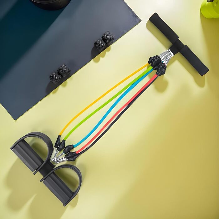 Еспандер для педалей, тренажер для м&39язів живота еластичний, нековзний, регульований, для фітнесу, тонусу, розтяжки вдома, чорний