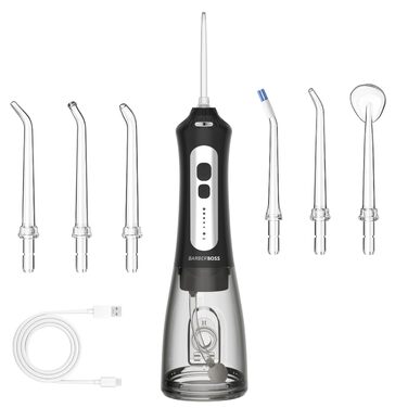 Портативний іригатор для ротової порожнини, USB-перезаряджуваний, з 5 рівнями тиску, 6 насадками, резервуаром на 300 мл, водонепроникний та бездротовий, для домашнього використання та подорожей