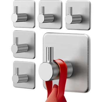 Рушникосушка без свердління, 6 шт. гачки для рушників з нержавіючої сталі клейкі гачки для одягу гачки самоклеючі, нержавіючі, іде