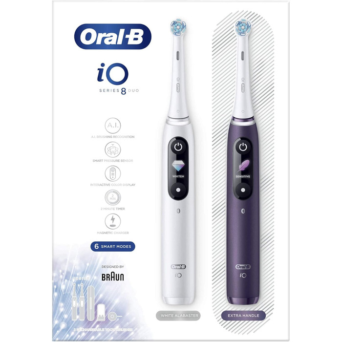 Набір Oral-B з 2 електричних зубних щіток iO 8, білий/фіолетовий, 2 шт. и білий і фіолетовий