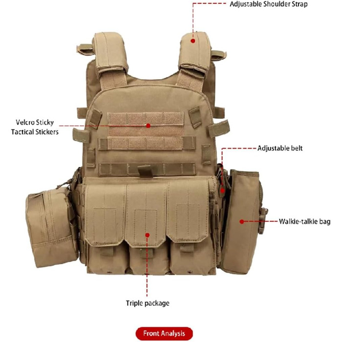 Тактичне спорядження TS TAC-SKY Airsoft Військовий тактичний жилет Molle Бойовий штурмовий бронежилет Тактичний жилет CS Відкритий одяг для мисливців (Колір ACU, Розмір Один розмір) Один розмір Acu