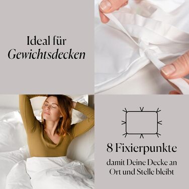 Чохол для обтяженої ковдри 135x200 см - 100 бавовняна постільна білизна - Білий - Зроблено в Португалії - Підковдра для терапевтичної ковдри - запобігає ковзанню 135 x 200 см Білий 1