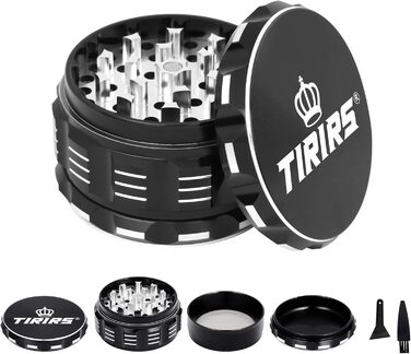 См, 4 шт. и, Premium Herb Grinder Алюмінієвий подрібнювач спецій зі скребком для пилку та щіткою для чищення Black Black 7,5 см, 7,5