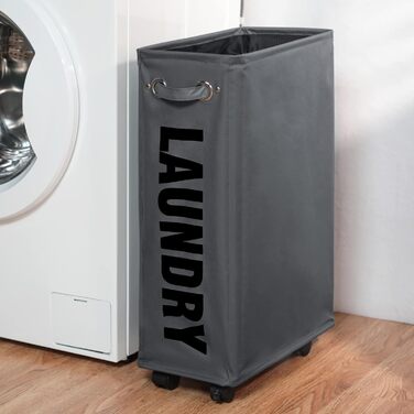 Дюймові великі складні кошики для білизни з колесом, складні мішки для білизни, мішок для одягу (темно-сірий, M) ONE-WAY Dark Grey