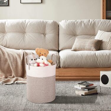 Тканий бавовняний кошик для білизни, 53L Кошик для білизни з ручкою, кошик для білизни для зберігання іграшок, кошик для білизни д