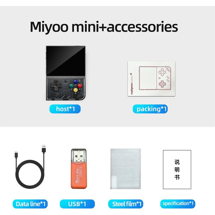 Портативна ігрова консоль для Miyoo Mini Plus, 3,5-дюймовий IPS екран, портативна консоль для Linux-системи, емулятор 64G 20000 класичних ігор, портативний з портативною сумкою, підтримує Wifi Combat Black 1