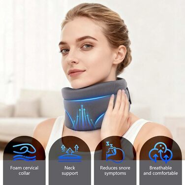 Підтримка шиї від болю в шиї, підтримка шиї проти хропіння, шийний бандаж для сну та щоденного використання, м&39який регульований пінопластовий шийний бандаж, зняття тиску на хребті, для чоловіків та жінок