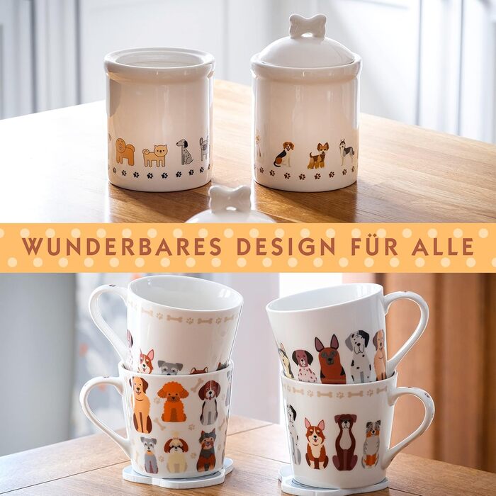 Керамічна банка для зберігання Spotted Dog Gift Company, керамічна банка з кришкою, контейнер для зберігання, банка з мотивом собаки, декор для кухні з собакою, кухонний аксесуар та подарунок для власників собак