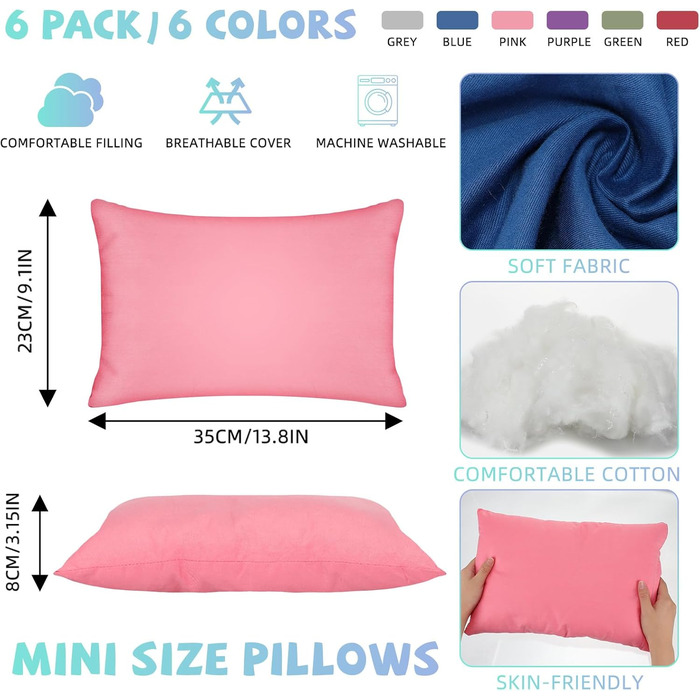 Міні-подушка Kigley для дитячої кімнати, 23 х 35 см, маленька дитяча подушка для подорожей, м'яка, дихаюча, бавовняна, дитяча поду