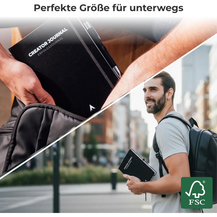 Щоденник успіху ОРІГІНАЛ - Книга-щоденник для фокусування, структурування та мотивації (вкл. відеокурс) Щоденник для дорослих, Планувальник, Книжковий щоденник, Щоденник (чорний)