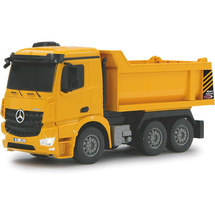 Самоскид Mercedes Arocs 126 2.4G - кузов піднімається/опускається, передня фара, профільовані гумові шини, жовтий, 405108 -