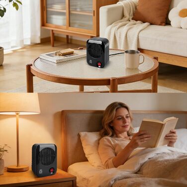 Міні-електричний вентилятор-обігрівач 600 Вт, невеликий настільний PTC-обігрівач із захистом від перегріву та захистом від полум&39я V0, компактний електричний радіатор для офісу, столу, спальні та журнального столика