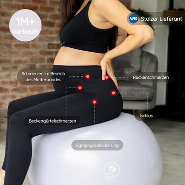 М&39яч для народження BABYGO Набір м&39яча для йоги, роботи та вправ для вагітних, а також книга. Цілі триместру, фізіотерапія вагітності, план пологів та відновлення, включаючи екологічно чисту перлину з захистом від розривів, 65 см 1