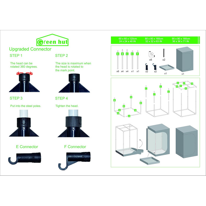 Парник для рослин, 91,4 x 91,4 x 182,9 см, з вікном та піддоном, для гідропоніки та кімнатних рослин
