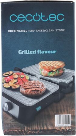 Електричний гриль Cecotec Rock'n Grill 1500 Take&Clean Stone. 1500 Вт, покриття RockStone, знімні пластини, можна мити в посудомий