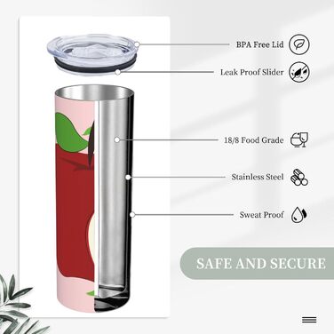 Кухоль з прямою трубочкою, 590 мл, мультяшний, червоні фрукти, принт, дорожній кухоль, підходить для кемпінгу, офісу та дому