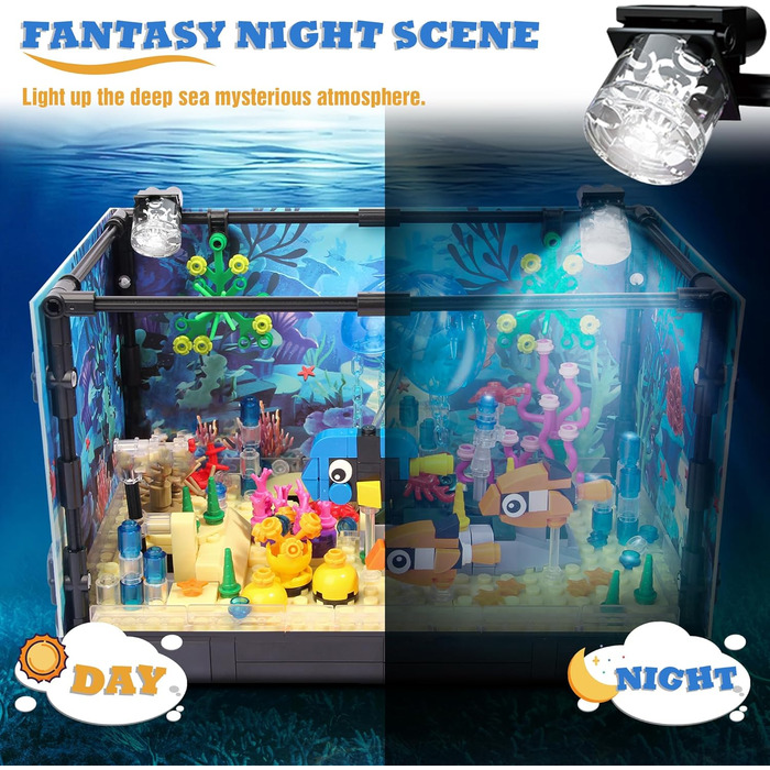 Конструктор Jorumo Aquarium Building Block, 725 деталей, підсвічуваний акваріум