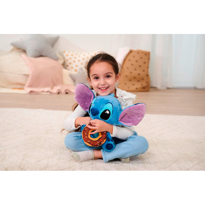 М'яка іграшка Disney Stitch з пончиком плюшевий Stitch з шоколадним пончиком та посипкою, улюблений герой Діснею для фанатів та дітей, блакитний, 25 см, від 0 років