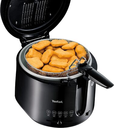 Фритюрниця Tefal FF1078 Maxi Fry Технологія Cool Wall вантажопідйомність до 1,2 кг складна ручка компактні розміри регульований термостат від 150C до 190C Чорний