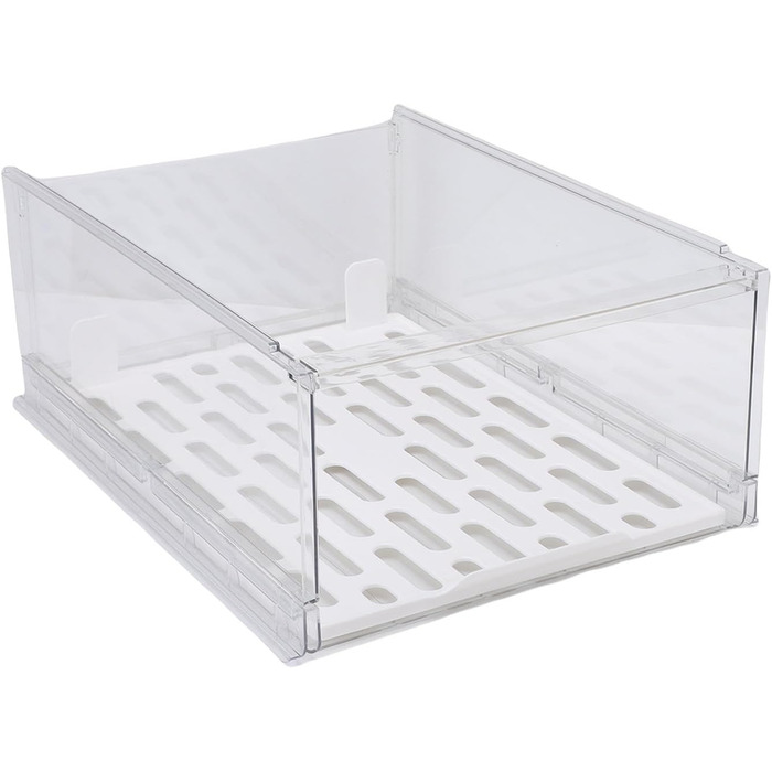 Прозора, штабелювана шафа-коробка для зберігання, полиця з ПЕТ, органайзер, шухляда, гардеробна, буфет, контейнер для спальні, кухні, 41,9 x 30,5 x 16,5 см