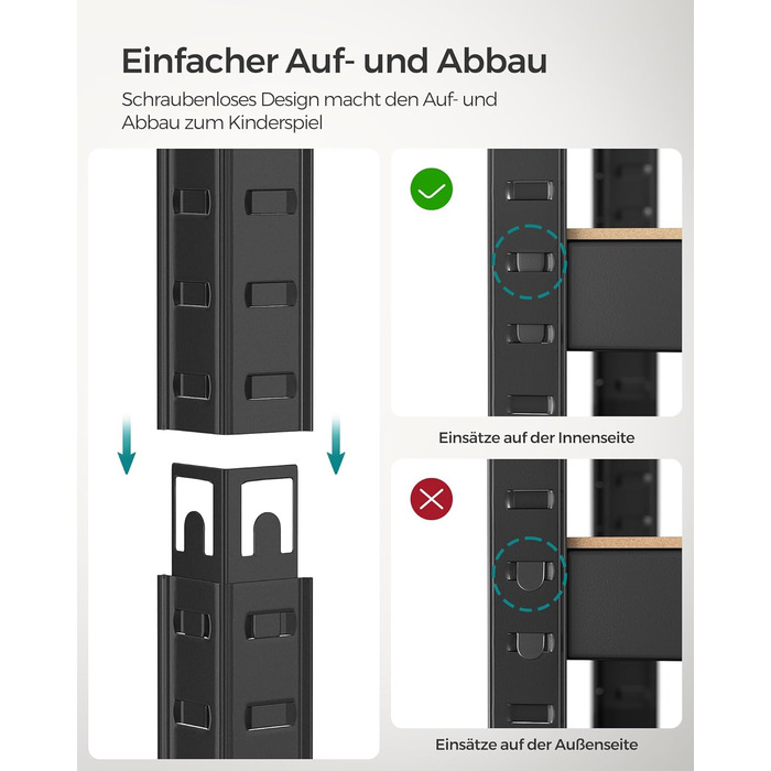Окремостояча полиця SONGMICS, книжкова шафа, полиця для зберігання, 4 полиці, регульована, 40 x 80 x 160 см, вантажопідйомність до 520 кг, для кухні, вітальні, вінтажний коричнево-чорний GLR044B11 1 Вінтажний коричневий чорний