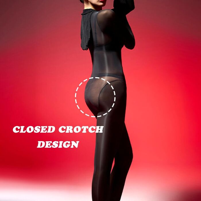 Боді-комбінезон RUIBAVYA, з капюшоном, блискучий, з рукавицями, чорний