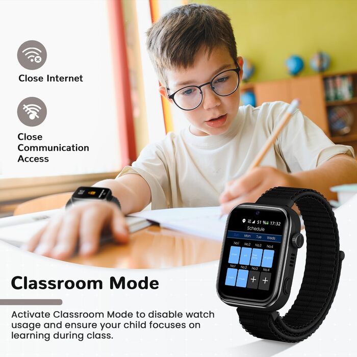 Новий смарт-годинник 2026 року для дітей з відеодзвінками та телефоном, дитячий годинник з голосовим чатом/WhatsApp/WiFi/SOS/SMS/GPS/шкільним режимом/крокоміром/будильником, смарт-годинник для дітей дівчаток/хлопчиків чорного кольору 4-14 років