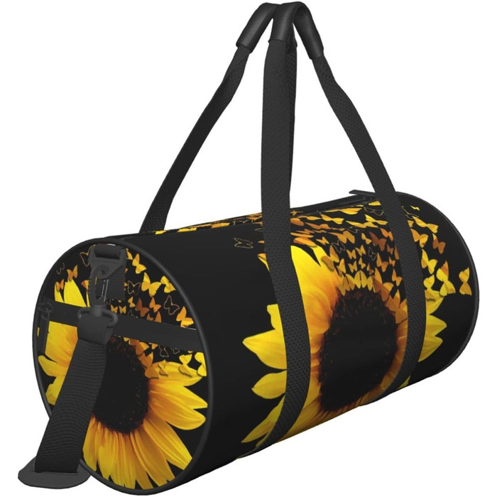 Дорожня сумка з малюнком стрекози, кругла, великої місткості, легка та міцна, ідеальний подарунок для піших прогулянок, відпустки, ділових поїздок та іншого, з квітковим та метеликовим дизайном (соняшники, квіти, метелики).