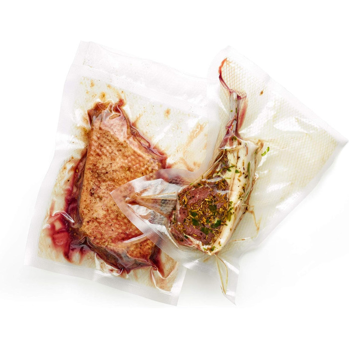 Вакуумний пакувальник BOLSEMACK 20x25 см - Вакуумний пакет 100 шт. для всіх Вакуумний пакувальник і вакууматор харчових продуктів - Вакуумні пакети дуже міцні та стійкі до розривів - Вакуумний пакет для їжі без BPA Тиснений пакет, вакуумна упаковка